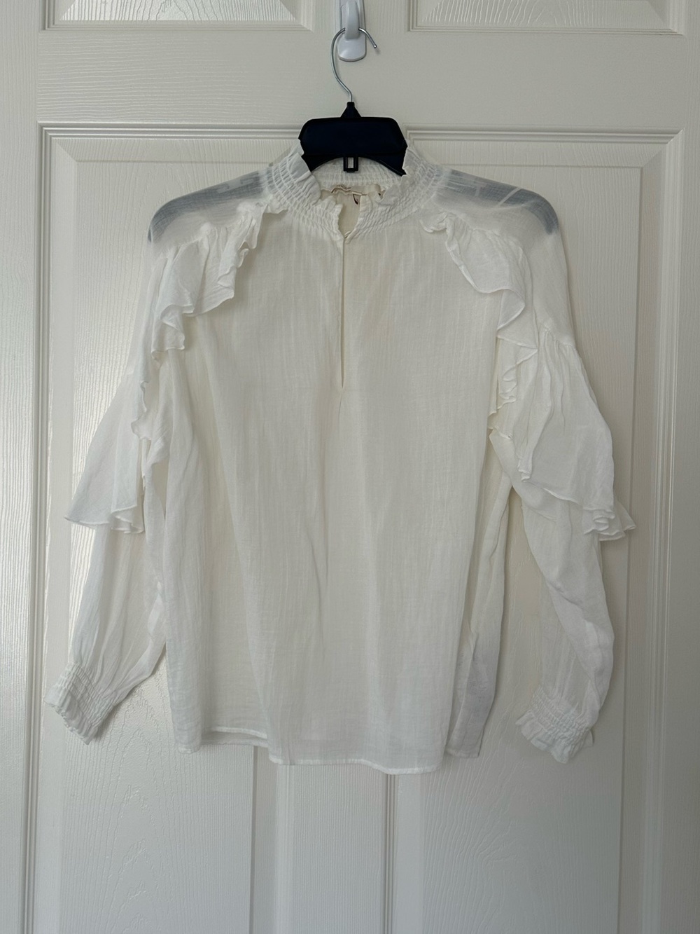 Maje Cotton Blouse with Ruffles Size 2